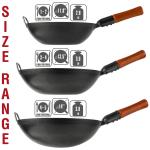 Small Yosukata 11.8″ Black Carbon Steel Wok Pan