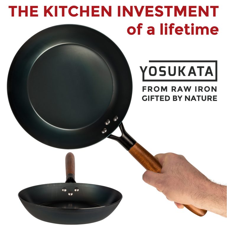 Yosukata Skillet Pan 26 cm (10 1/4-inch, Black Carbon Steel, Pre-Seasoned)