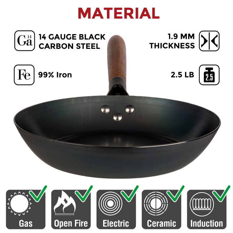 Yosukata Skillet Pan 26 cm (10 1/4-inch, Black Carbon Steel, Pre-Seasoned)