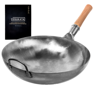 14-inch (36cm) Not Seasoned Blue Carbon Steel Wok with Round Bottom