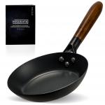 Small Yosukata Skillet Pan 20 cm (7,9-inch, Black Carbon Steel, Pre-Seasoned)