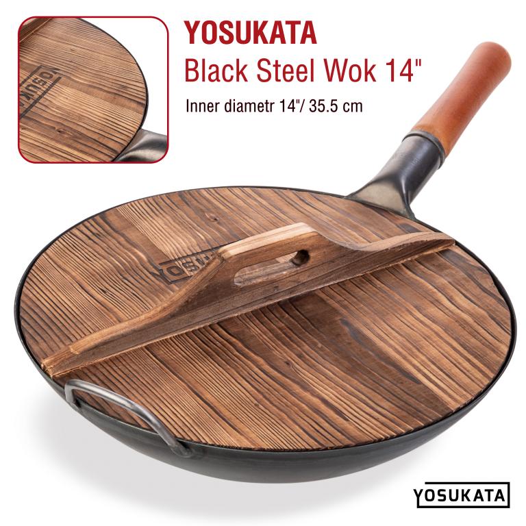 Yosukata 14-inch (36 cm) Wooden Wok Lid with Carbonized Finish