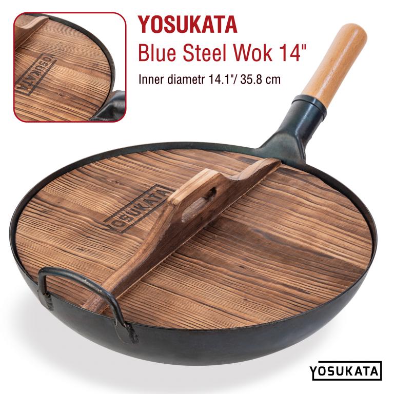 Yosukata 14-inch (36 cm) Wooden Wok Lid with Carbonized Finish