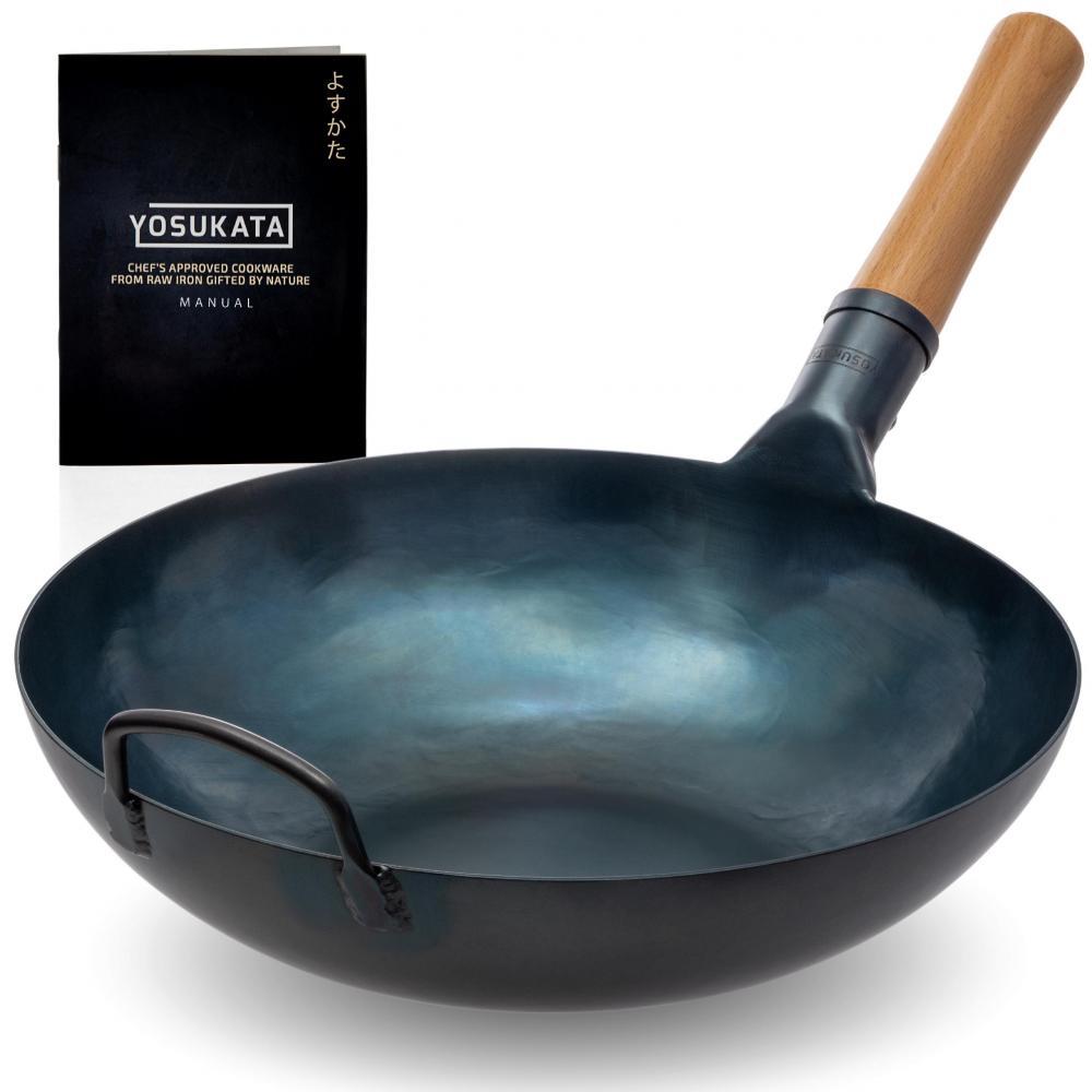 Yosukata Blue Carbon Steel Wok Pan – 13,5″ Woks and Stir Fry Pans