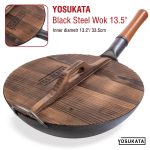 Small Yosukata 13,5-inch Wooden Wok Lid with Carbonized Finish