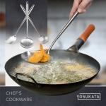Small Yosukata Utensils Wok Set (17-inch Spatula & Ladle & Skimmer Stainless Steel)