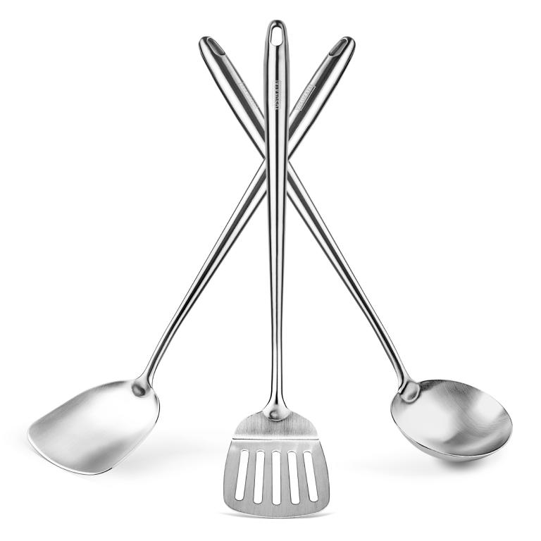 Yosukata 17-inch (43 см) Utensils Wok Set (Spatula & Ladle & Turner Stainless Steel)