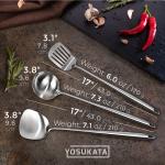 Small Yosukata 17-inch (43 см) Utensils Wok Set (Spatula & Ladle & Turner Stainless Steel)